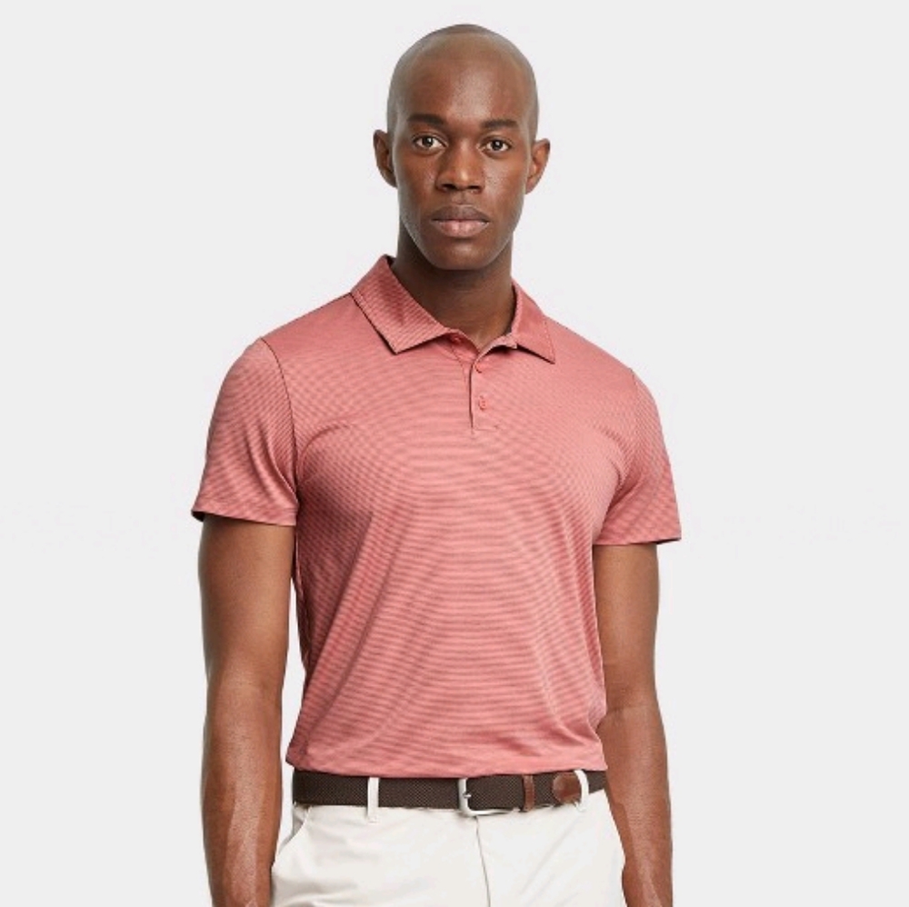 Striped Polo Shirt-Pink-Medium-all in motion